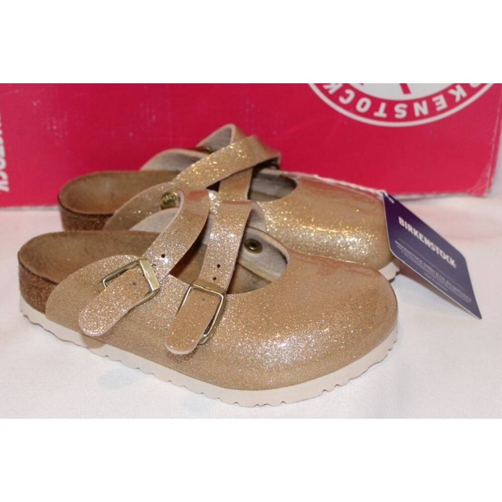 Birkenstock‎ Girls Dorian Metallic Glittery Gold Slip On Clogs - Picture 2 of 6